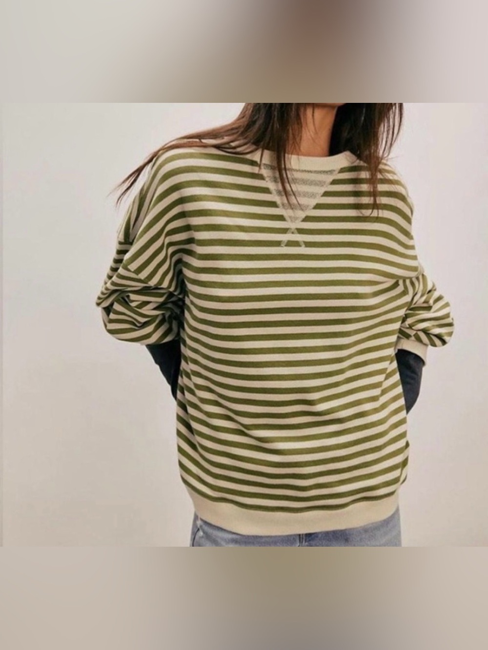New NWT FREE PEOPLE WE THE FREE striped oversized crewneck sweatshirt